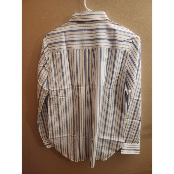 UNTUCKit Pinot Perse Blue White Striped Button Down Shirt Size 4 NEW - Picture 4 of 5